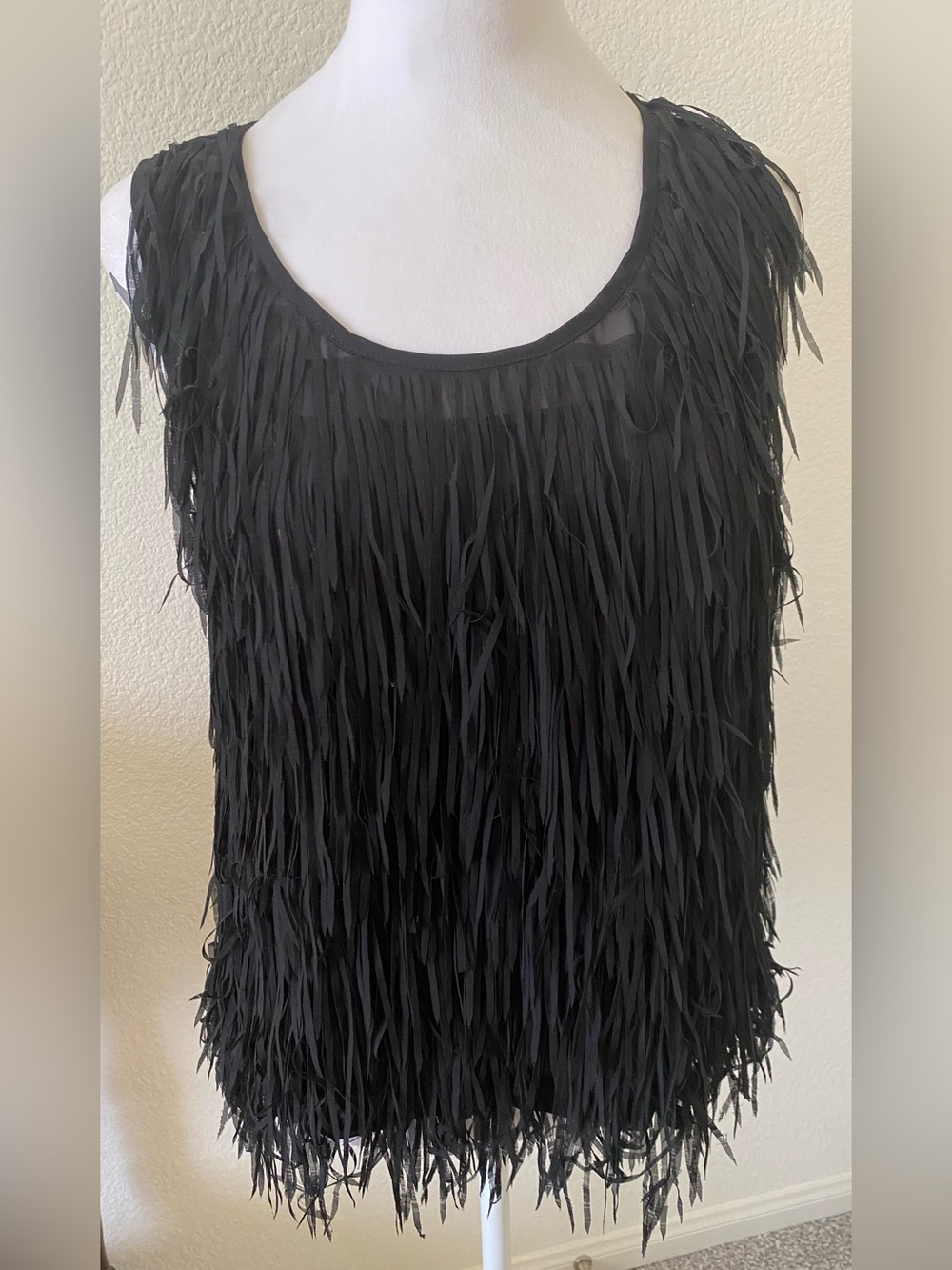 Black Fringe Tank Top- More Like A Small